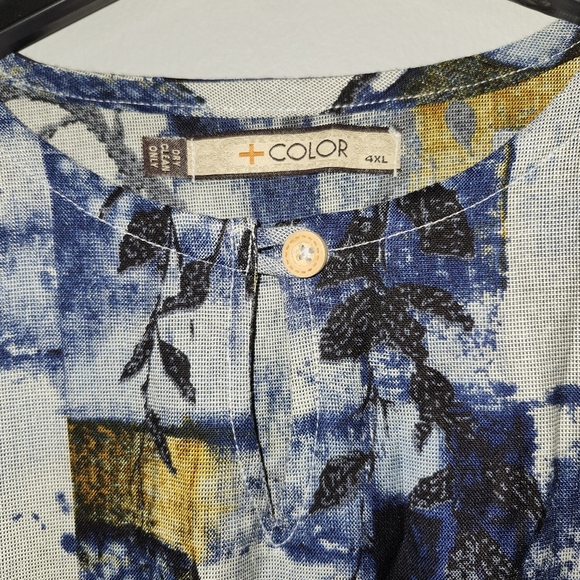 Color women's shirt dress size 4XL blue multi color patchwork - Picture 6 of 6